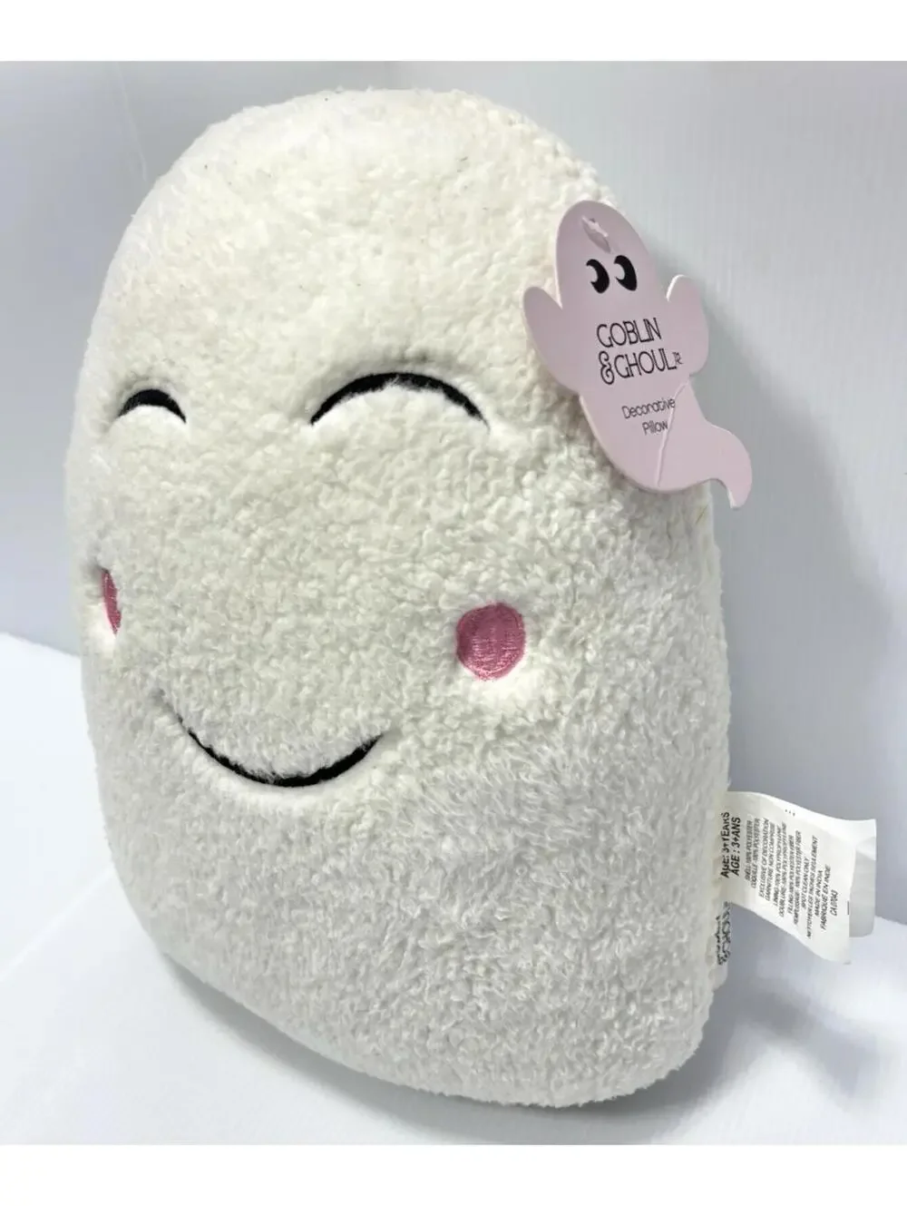 Goblin Ghoul Ghost Halloween Throw Pillow Boucle Sherpa Plush Smiling Accent NWT